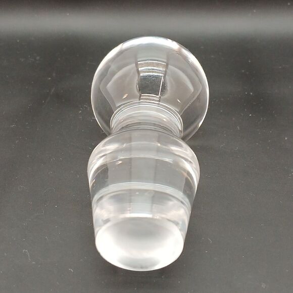 VTG Round Clear Crystal Glass Decanter Stopper Bottle Topper 3.5” Tall - Picture 4 of 9